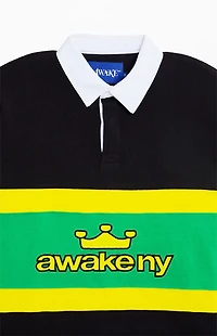 Awake NY Black Long Sleeve Rugby Shirt