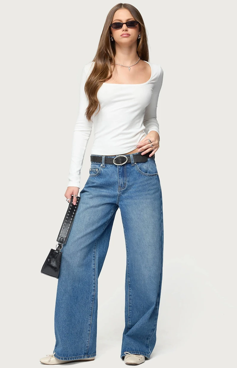 Edikted Zandra Square Neck Ribbed Top