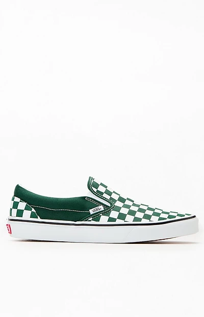 Vans Green Checkerboard Slip-On Shoes