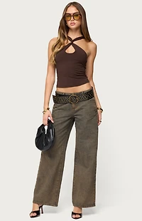 Edikted Dariah Twisted Crisscross Cutout Top