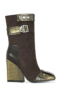 AZALEA WANG Women's Allona Brown Heeled Booties