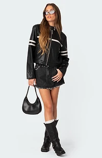 Edikted Rockstar Oversized Faux Leather Jacket