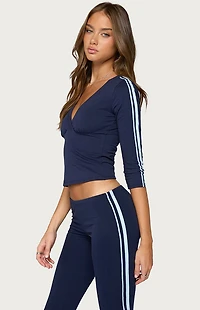 Edikted Danie Stripey Three-Quarter Sleeve Top