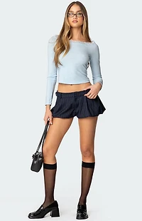 Edikted Off Shoulder Lacey Ribbed Top