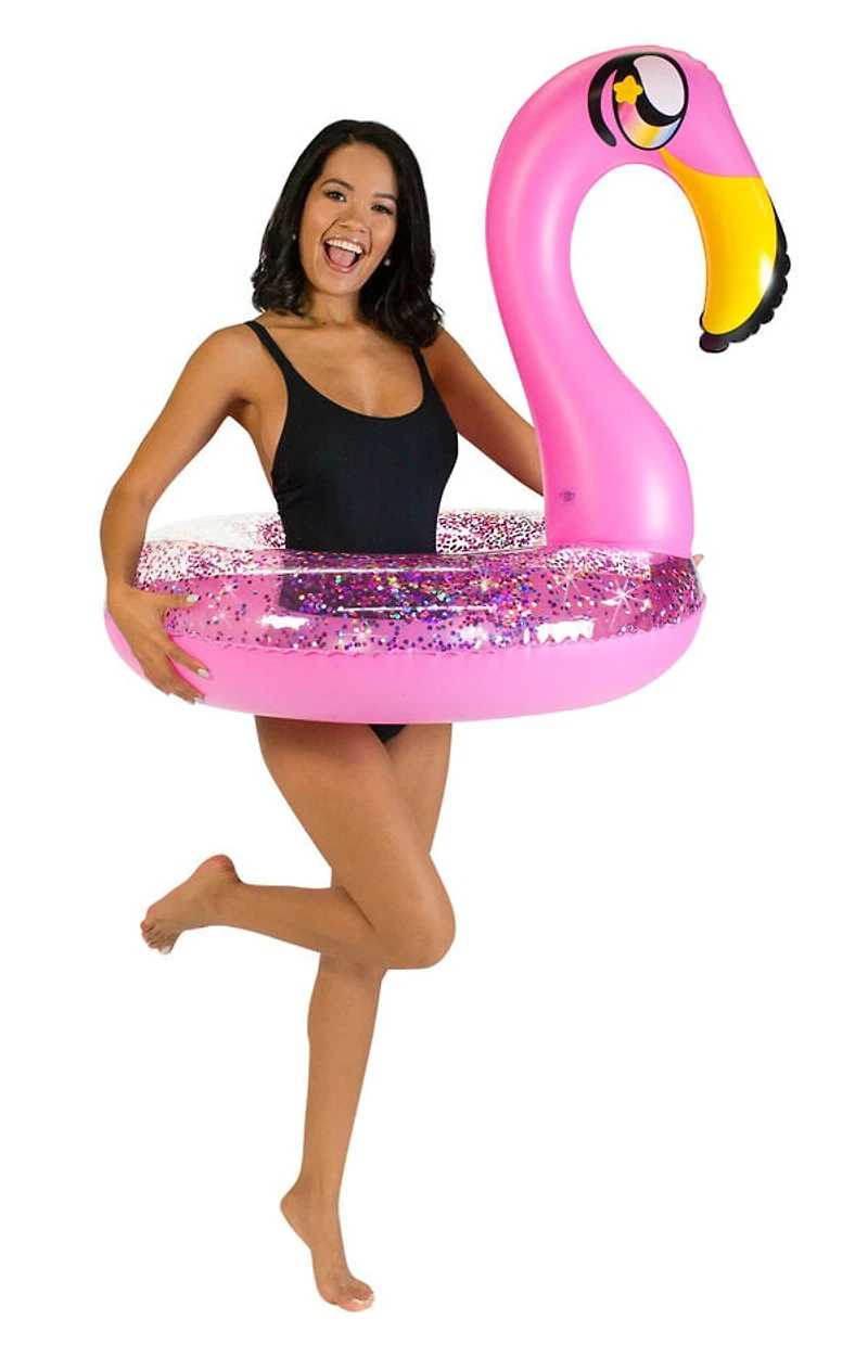 PoolCandy Inflatable 36" Glitter Flamingo Pool Tube