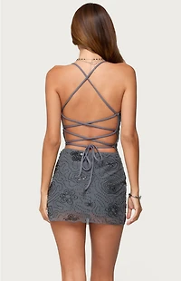 Edikted Kandy Backless Beaded Mini Dress