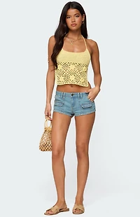 Edikted Miel Crochet Backless Halter Top
