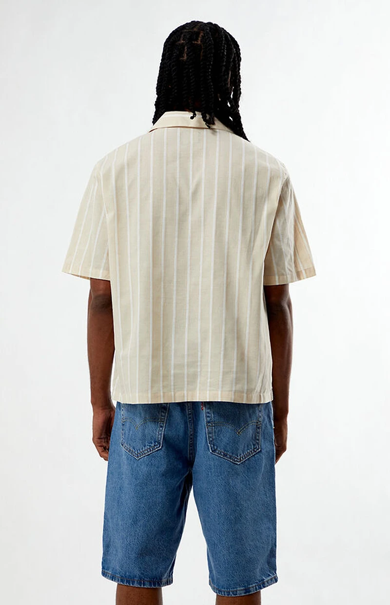 Pacsun Tan Striped Oversized Camp Shirt