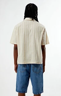 Pacsun Tan Striped Oversized Camp Shirt