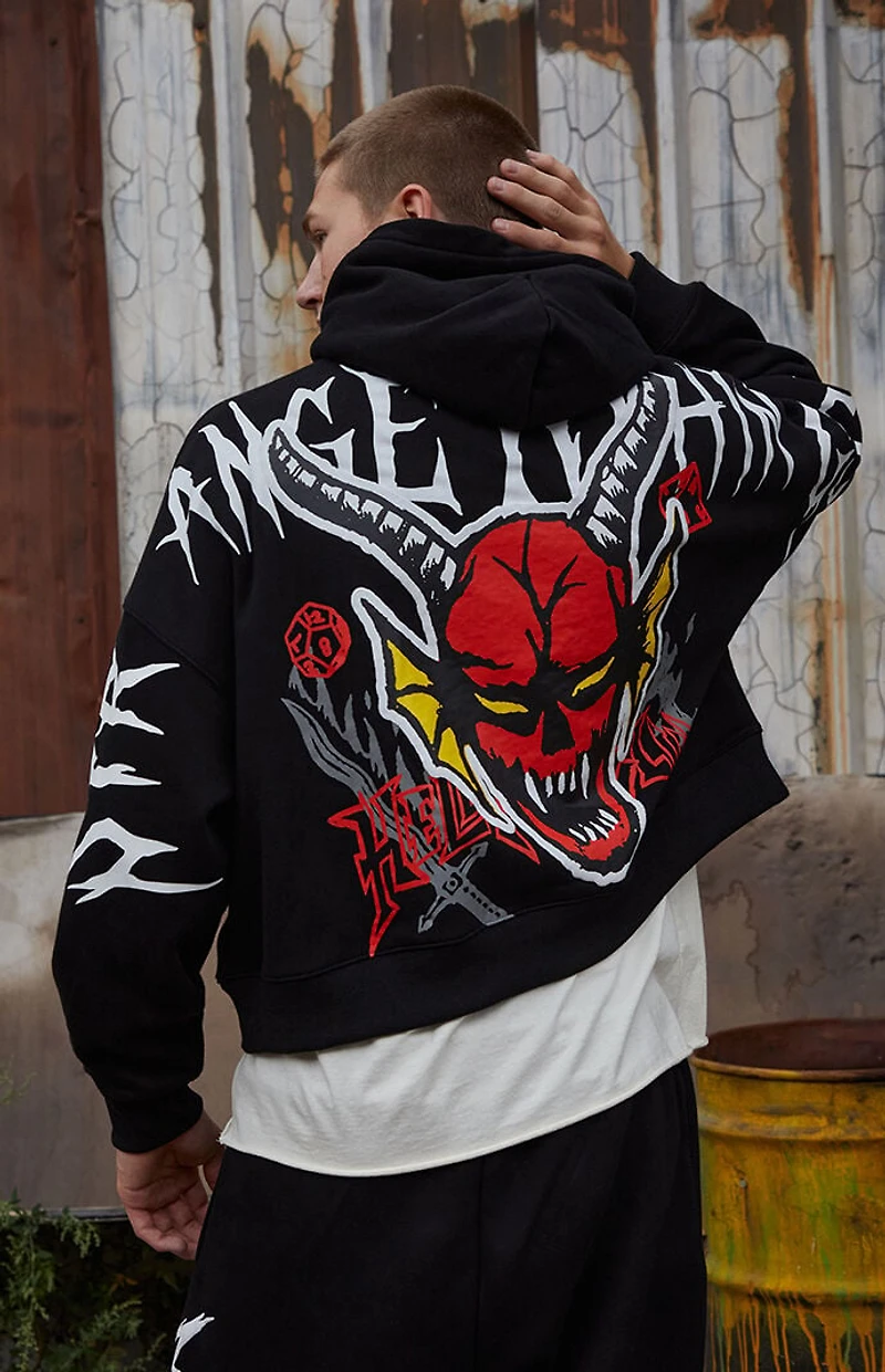 Netflix x Stranger Things Black Hellfire Club Cropped Hoodie
