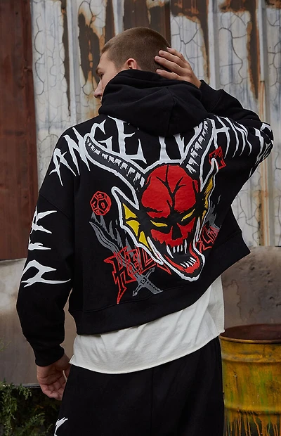 Netflix x Stranger Things Black Hellfire Club Cropped Hoodie