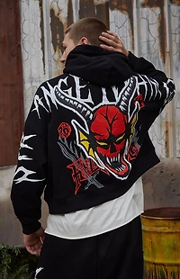 Netflix x Stranger Things Black Hellfire Club Cropped Hoodie