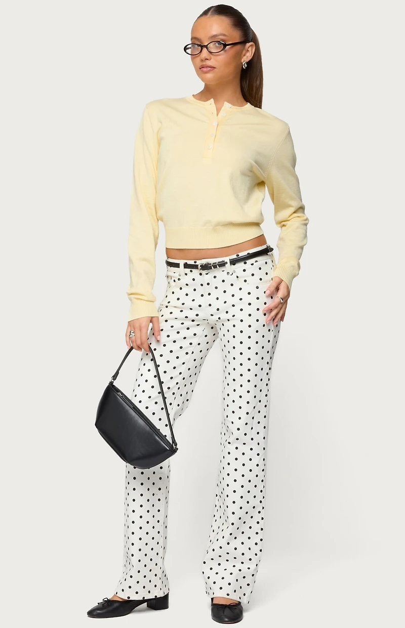 Edikted Yolana Henley Light Knit Sweater