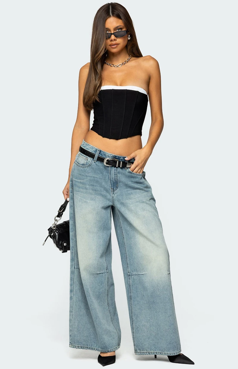 Edikted Ryla Contrast Layered Mesh Corset