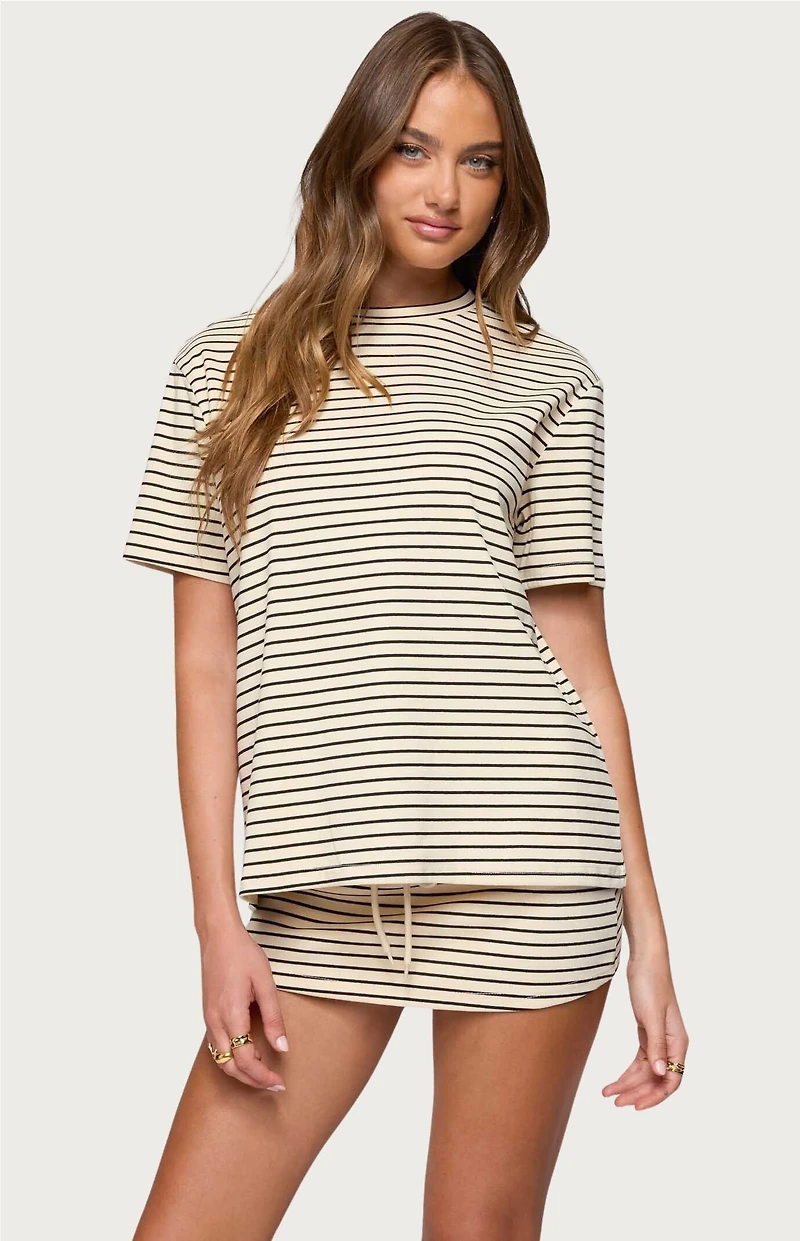 Edikted Brena Striped Oversized T-Shirt