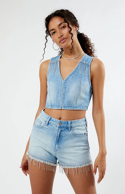 Pacsun Light Indigo V-Neck Denim Vest