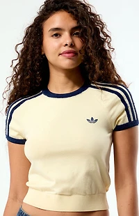 adidas Yellow Knit Short Sleeve Crop Top