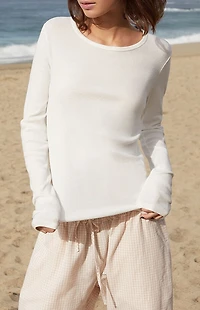 John Galt White Leah Long Sleeve Top