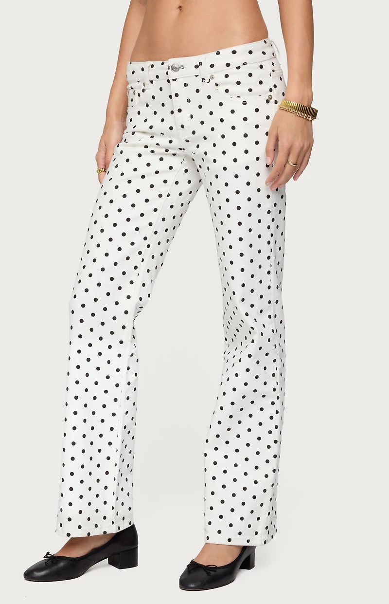 Edikted Romily Polka Dot Low Rise Jeans