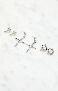 LA Hearts 3 Pack Cross Earrings