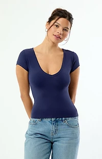 Your Favorite Lucy Deep V Short Sleeve Top
