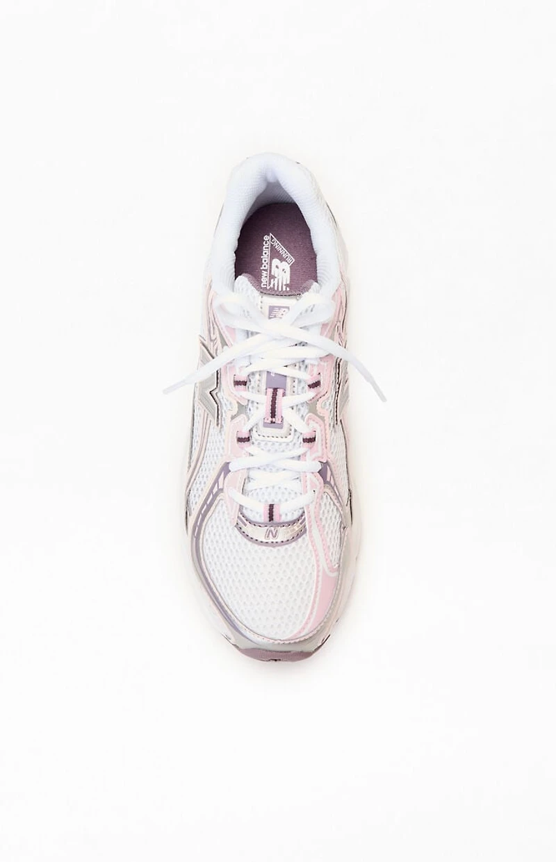 New Balance White & Pink 740 Sneakers