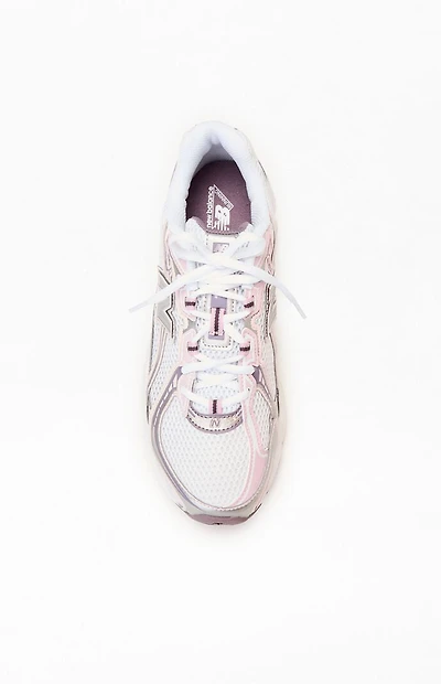New Balance White & Pink 740 Sneakers