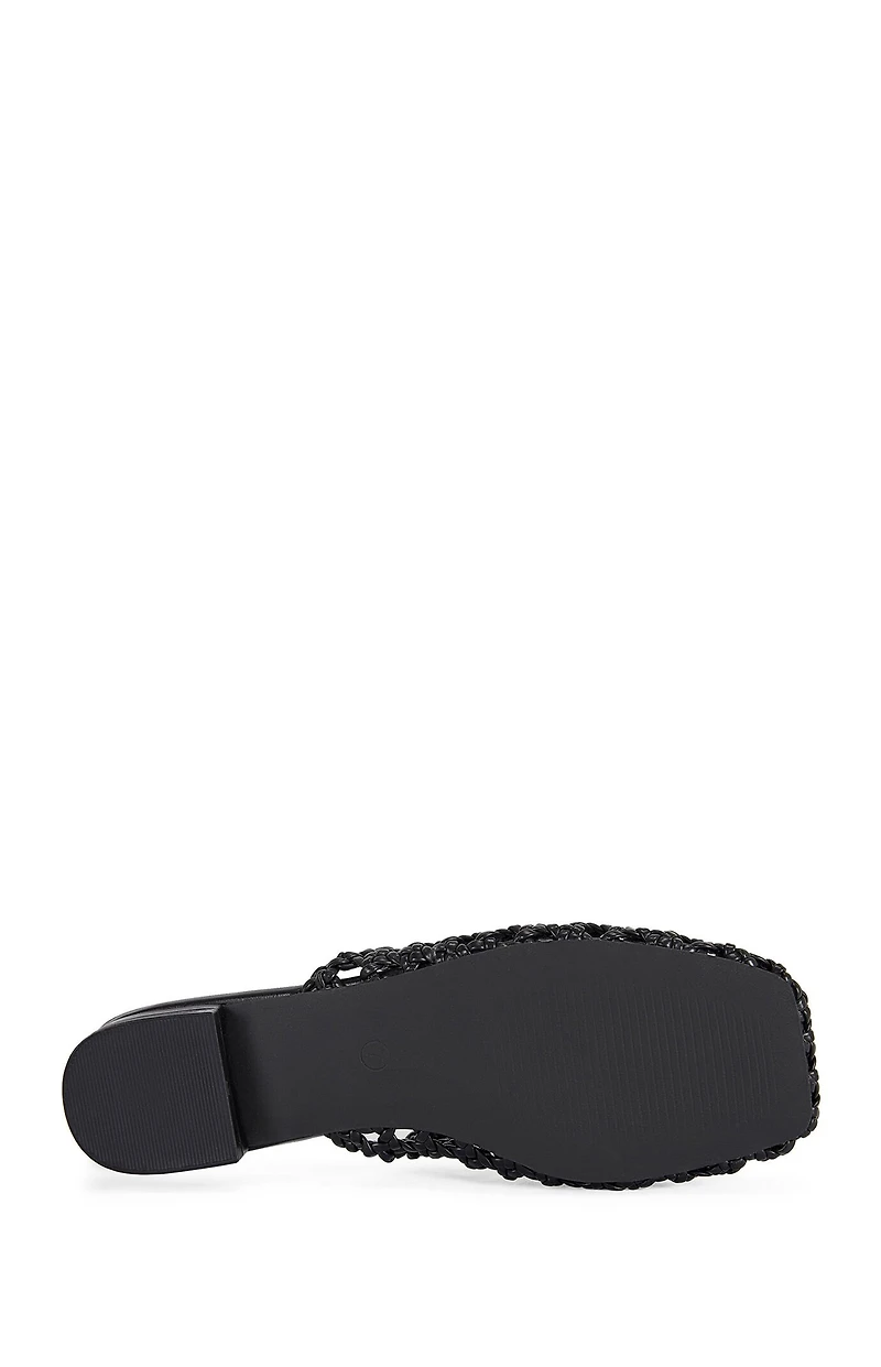 AZALEA WANG Women's Kismet Black Woven Flat Mules