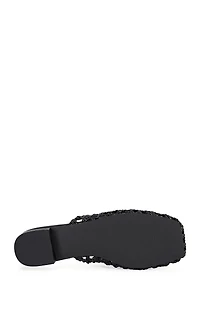 AZALEA WANG Women's Kismet Black Woven Flat Mules