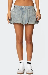 Edikted Jodi Denim Bubble Mini Skirt