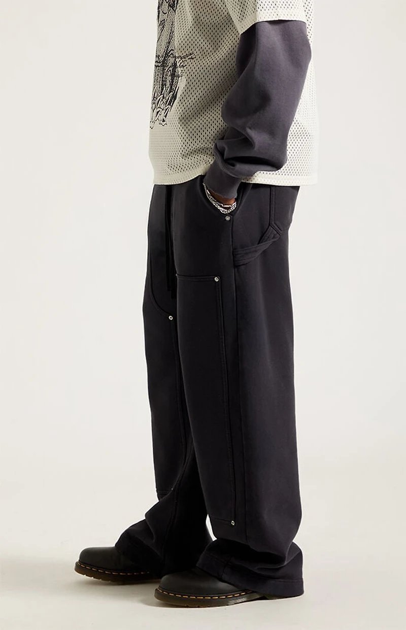 Pacsun Black Paneled Carpenter Fleece Extreme Baggy Sweatpants