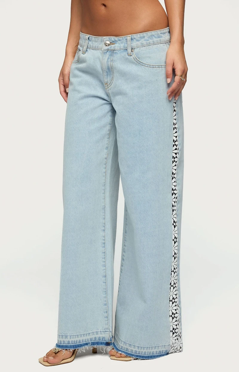 Edikted Crochet Low Rise Wide Leg Jeans