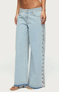 Edikted Crochet Low Rise Wide Leg Jeans