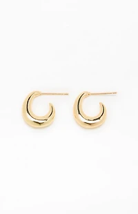 LA Hearts 14K Gold Plated Curved Hoop Earrings