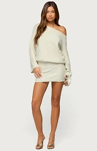 Edikted Off Shoulder Sequin Knit Mini Dress