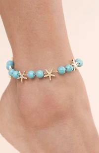 Ettika Starfish & Turquoise Beaded Anklet