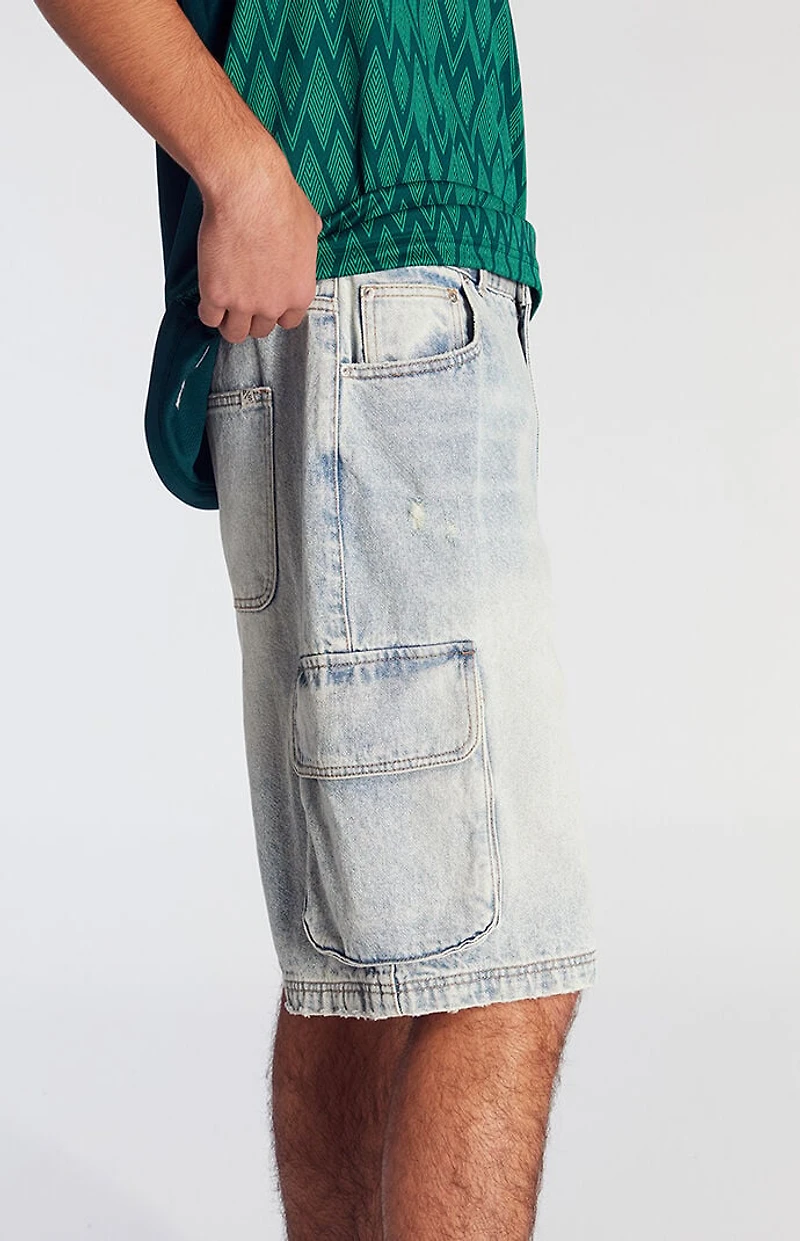 Pacsun Light Indigo Cargo Baggy Denim Shorts