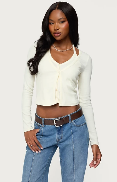 Edikted Cardigan & Halter Two Piece Knit Top