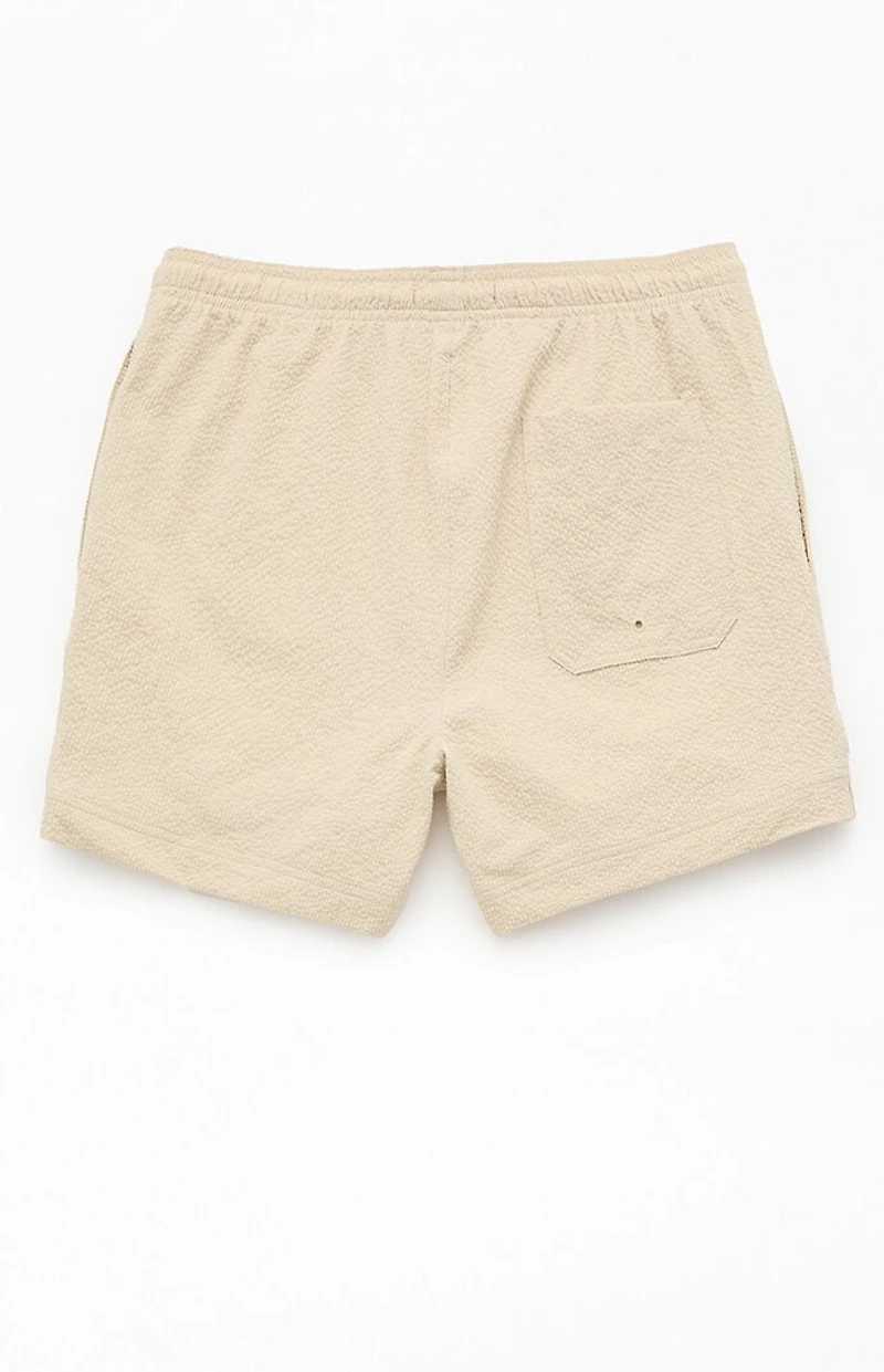 Pacsun Tan Sail Seersucker 4.5" Swim Trunks