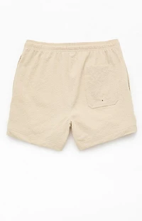 Pacsun Tan Sail Seersucker 4.5" Swim Trunks