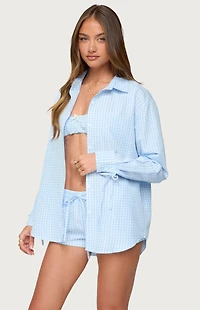 Edikted Yaffa Oversized Gingham Button Up Shirt