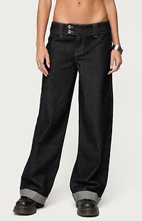 Edikted Cuffed Low Rise Straight Leg Jeans