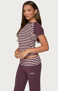 Edikted Stay Stripey Raglan T-Shirt