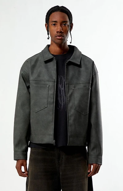 Pacsun Gray Faux Leather Billie Gas Jacket