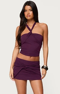 Edikted Maggi Knotted Backless Mesh Top
