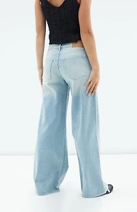 Pacsun Lena Low Rise Super Baggy Jeans Light Indigo Stained
