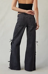 Pacsun Casey Low Rise Baggy Jeans Bow Ties Black