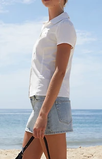 John Galt White Teagan Collared Top