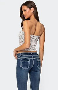 Edikted Mixed Floral Pointelle Tube Top
