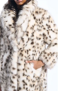 AZALEA WANG Pepper Snow Leopard Faux Fur Coat